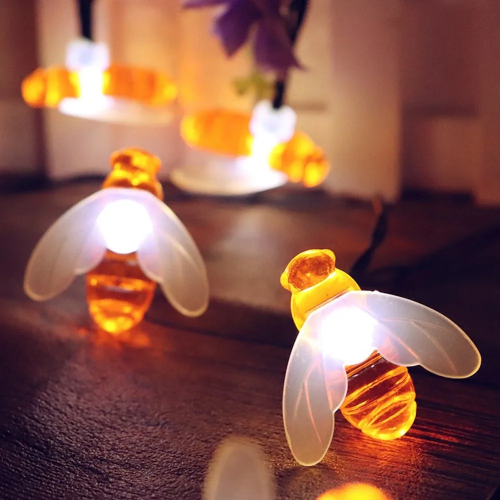 

30 LEDs Honey Bee Shape Solar Led String Fairy Lights Outdoor Garden Fence Decor Summer Patio Christmas Garland Night Light