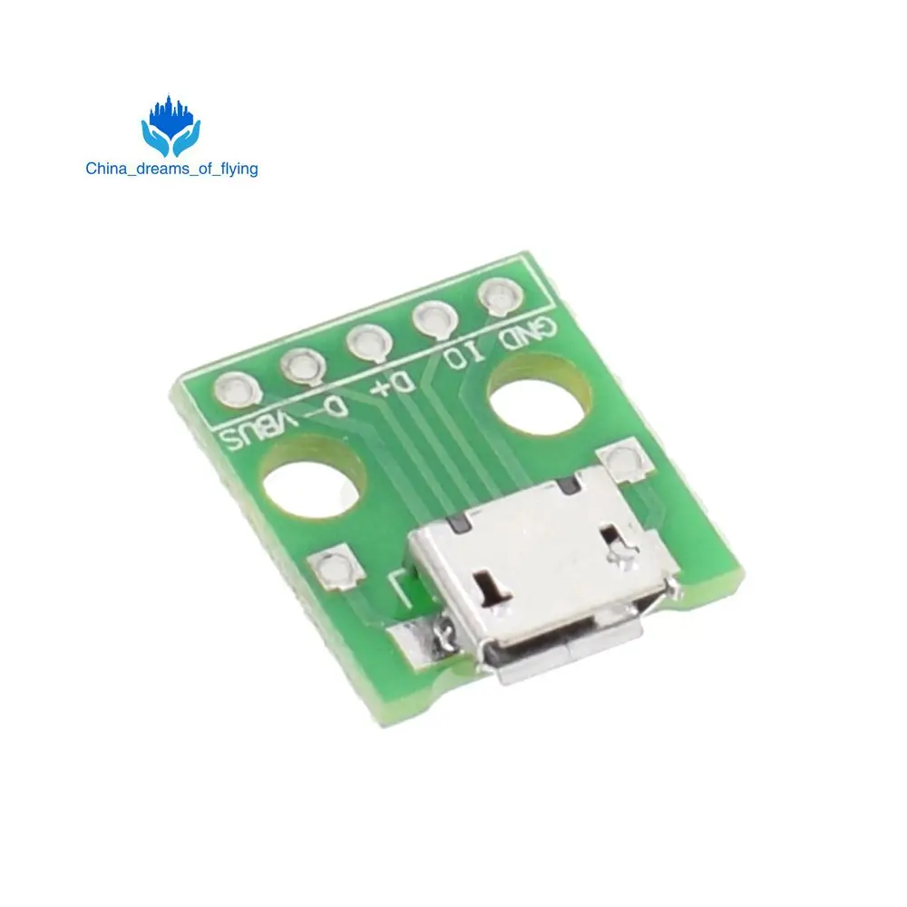 

TZT 10pcs MICRO USB To DIP Adapter 5pin Female Connector B Type PCB Converter Breadboard USB-01 Switch Board SMT Mother Seat