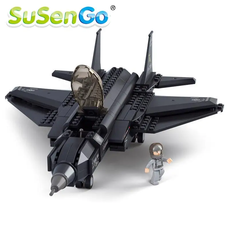 

SuSenGo Military Fighter Lightning Stealth Fighter Building Blocks DIY Bricks Helicopter Toy Children Gift