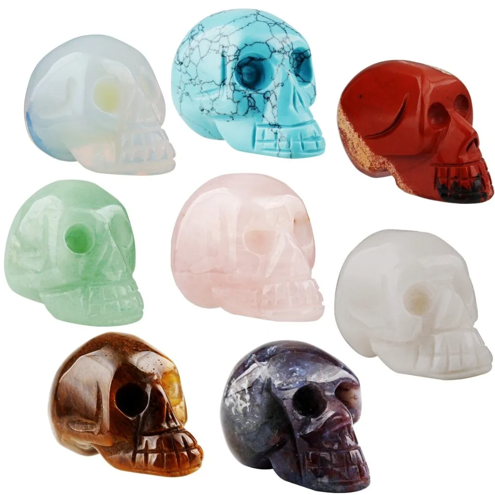 

TUMBEELLUWA Hand Carved Stone Skull Healing Reiki Statue Figurine Collectible for Home Decoration 1.3"