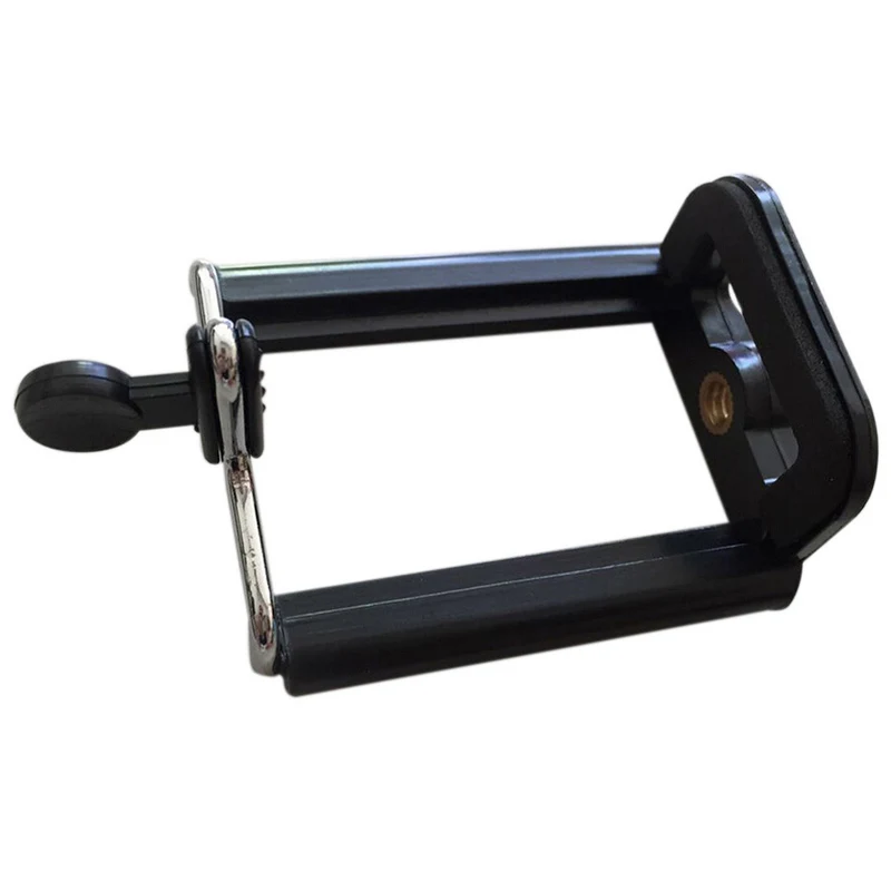 Universal Adjustable Clip Bracket Phone Holder Camera Tripod Mount Adapter Stretchable Rotating Selfie for Cell Phone Black