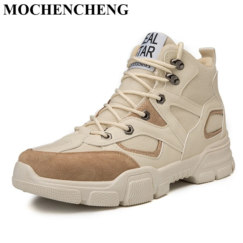 

New Men Boots for Autumn Winter High Top Lace-up Sneakers Retro Style Outdoor Martin Boots Flat Platform Casual Shoes Anti-skid