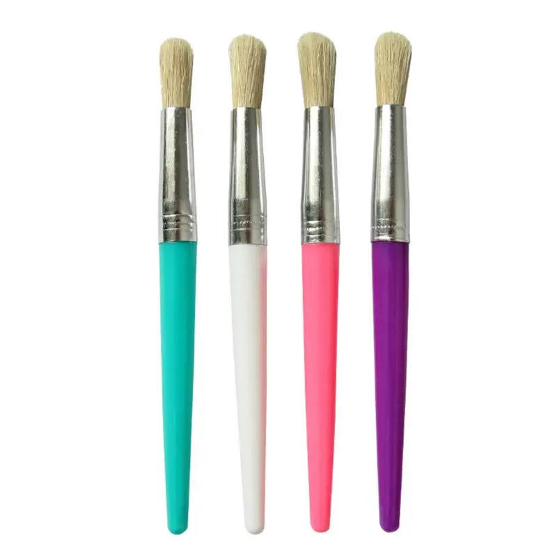 

4 Pcs/Set Candy Color DIY Graffiti Watercolor Painting Brushes Round Bristle Head For Children Kids Oil Acrylic Pen Art Supplies