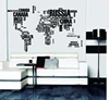 Calcomanías extraíbles para pared, mapa del mundo con palabras en inglés, color negro, para libros, pegatinas de vinilo para pared, decoración de dormitorio, 116x190cm, 1 Juego (2 uds.) ► Foto 2/4