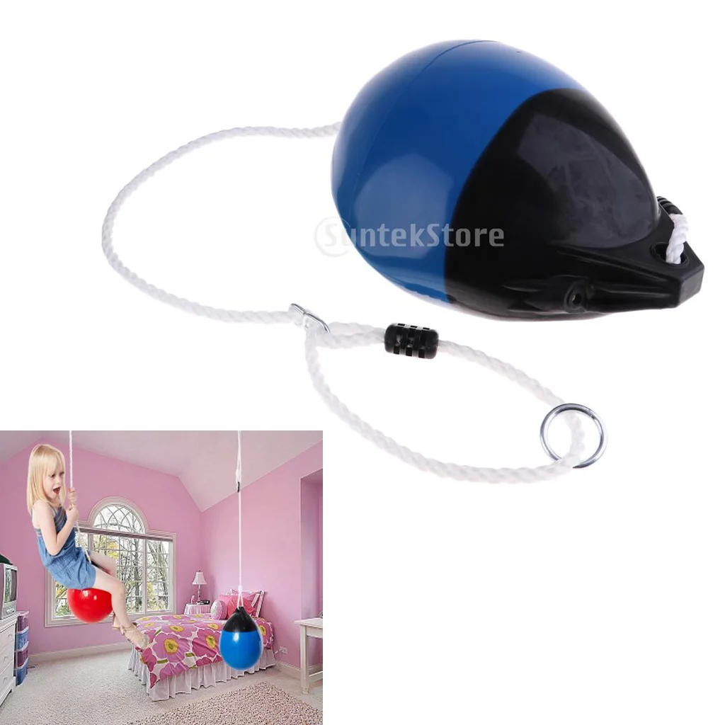 

Heavy Duty Kids Swing Seat Buoy Ball Swings Set with Hanging Rope Child Birthday Gift for Boys Girls Blue