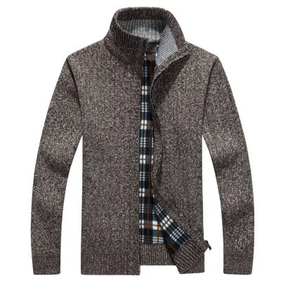 Zogaa 2019 новый мужской Однотонный свитер мужской на зиму и осень толстый свитер пальто Верхняя одежда узкие облегающие шерстяные флисовые