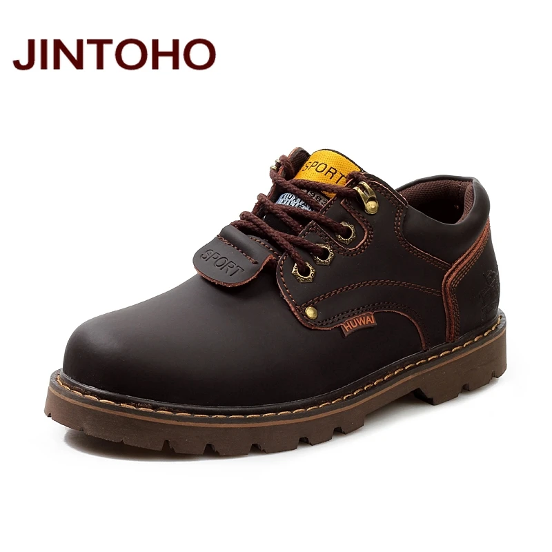 JINTOHO/мужская повседневная обувь из натуральной кожи; кожаная брендовая мужская обувь; Рабочая защитная обувь; дизайнерские туфли для мужчин; Мужская Рабочая и защитная обувь - Цвет: an zong