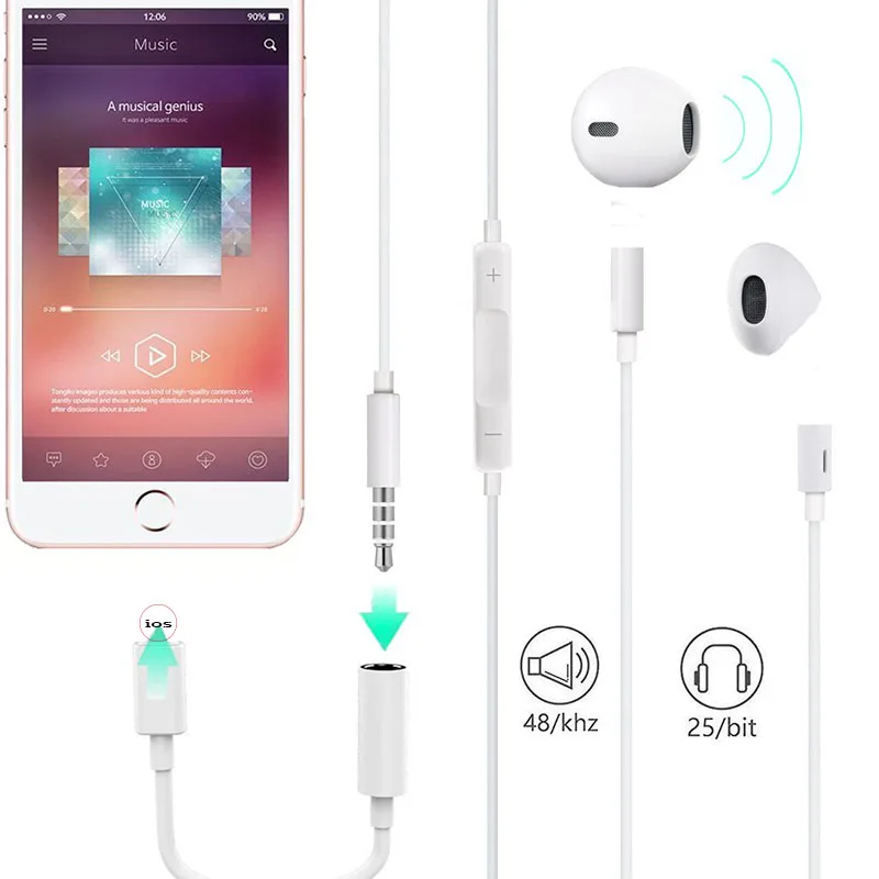Аудиоадаптер 3 5 мм до 8 pin для iPhone 7 Plus X XR XS MAX Audio Adapter Jack наушники адаптер Поддержка