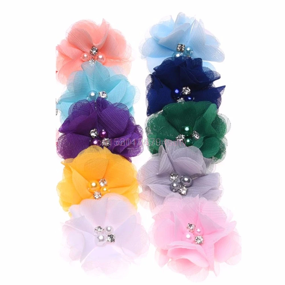 

10Pcs Girls Hair DIY Flower Bouquet Chiffon Flowers Decorations No Hair Clips #H055#