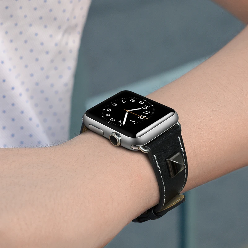 Filiwatch с заклепками из натуральной кожи ремешок для наручных часов Apple Watch версии