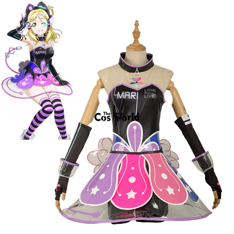 

Love Live Sunshine Aqours Mari Ohara Cyber Video Games Tee Tube Top Dress Uniform Outfit Anime Cosplay Costumes