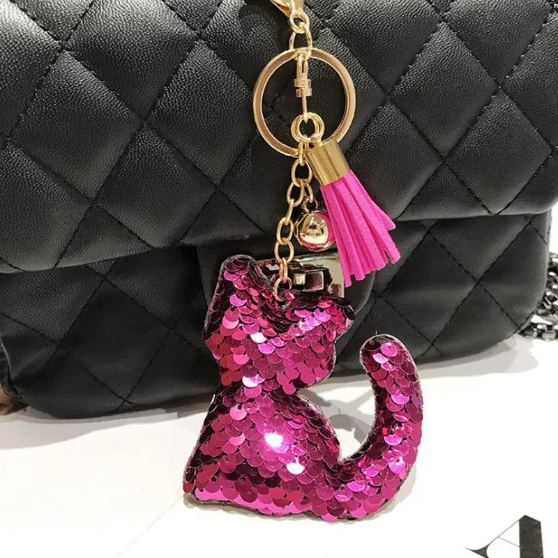 

Cute Keychain Glitter Sequins Cat Key Chain Women Llaveros Mujer Car Bag Accessories Key Ring Jewelry sleutelhanger