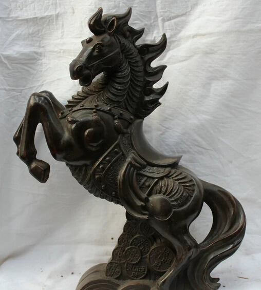 

JP S0524 14 " China Chinese Bronze Successful War Tang Folk Horse Money Wealth Statue