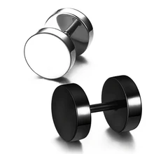 1 PCS Classic Black Silver Stainless Steel Earrings Women Men’s Barbell Dumbbell Punk Gothic Stud Earring For men Jewelry.