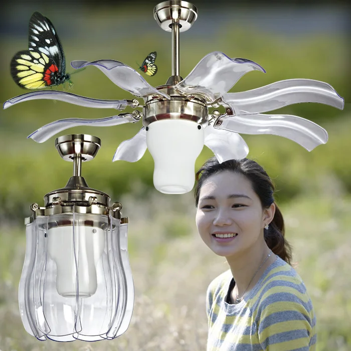 

42 inch Modern luxury Ultra-quiet luxury LED Ceiling Fans Nordic creative personality remote control stealth LED fan lights