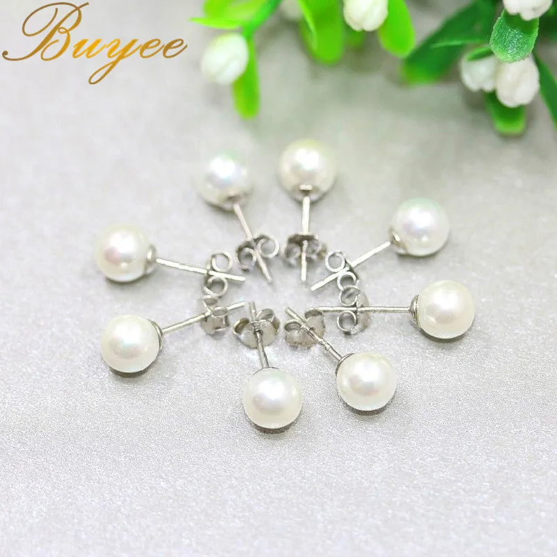

BUYEE Shell Pearl Lovely Stud Earrings 6mm Beads White Ball Earrings Stud Earring Jewelry Kids Ear Studs New Women's Gift