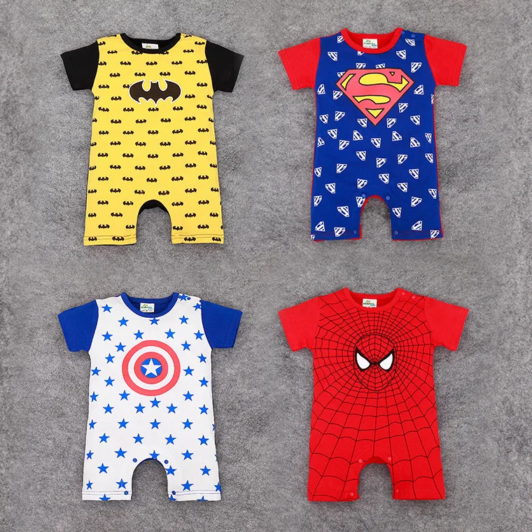 

Newborn Bebe Short Sleeve Rompers Superhero Baby Costume Jumpsuit Infant Boy Superman Clothes Cotton Children Boy Overalls