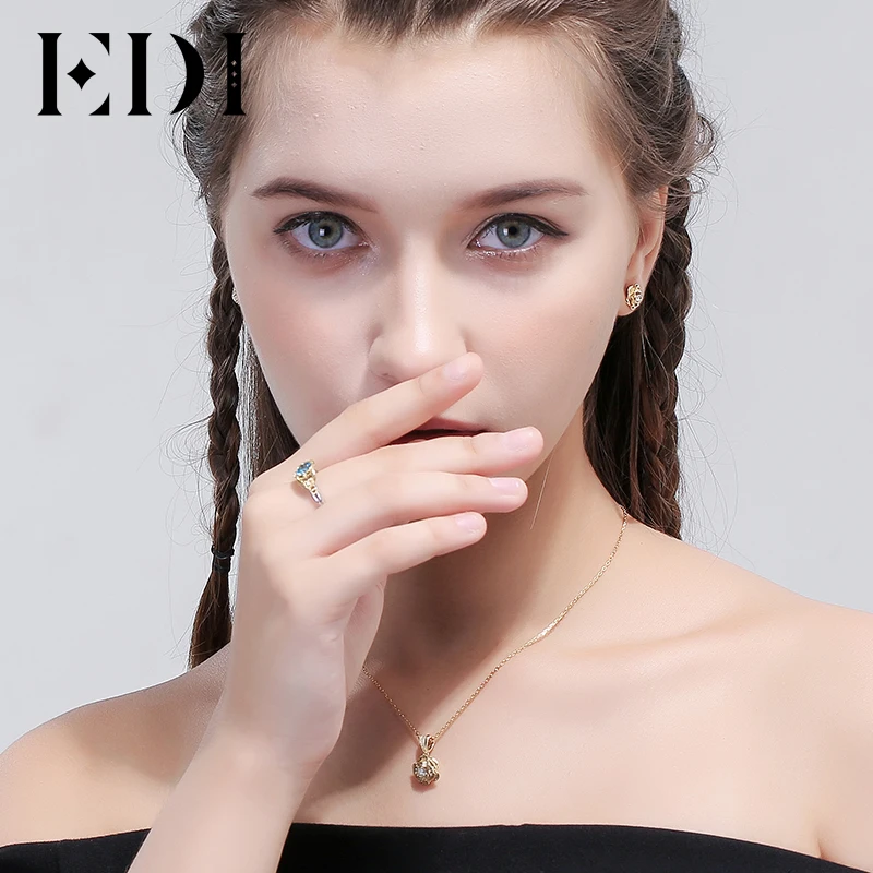 EDI Trend Rounc Cut Natural Diamond 0.1ct 925 Sterling Silver Pendant Necklace For Women Fine Jewelry