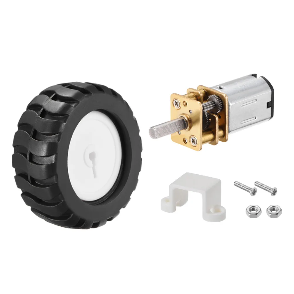 

UXCELL N20 DC6V 15/35/50/60PRM Micro Gear Motor w Rubber Wheel 100/300/350/500/600RPM for DIY Robot Smart Car Gear Motor 9Sizes