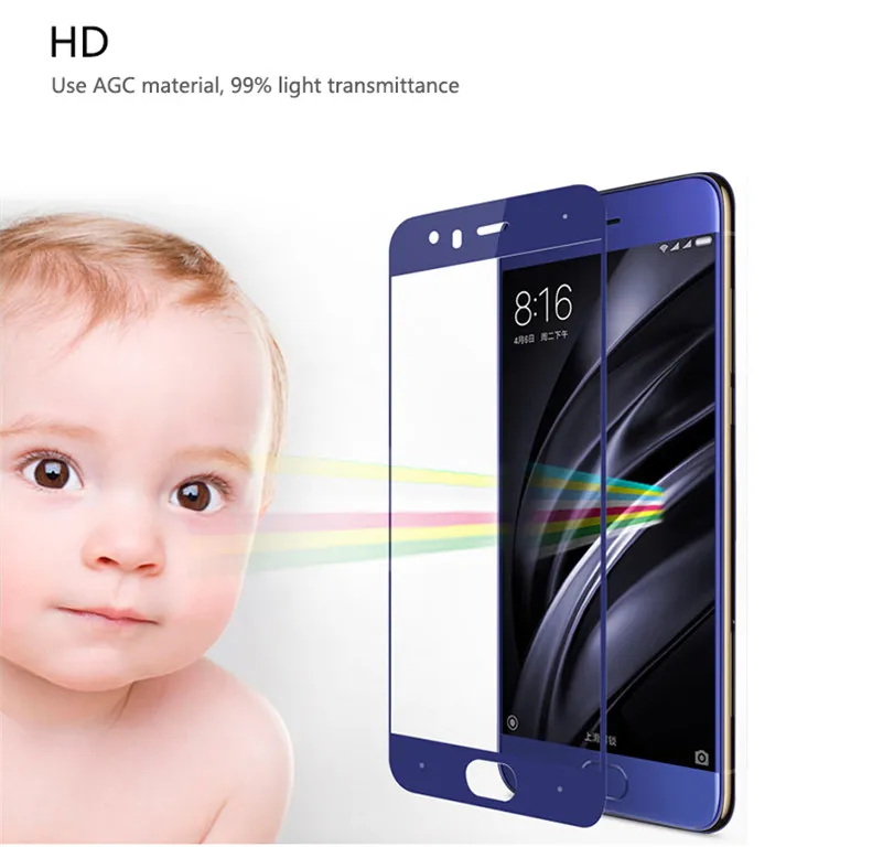 2.5D 9H полное покрытие закаленное стекло для Xiaomi Mi 6 защитная пленка Защитное