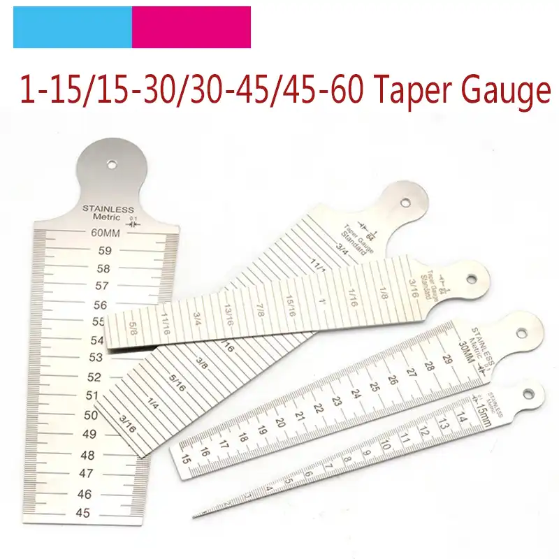 1pcs Stainless Steel Taper Welding Feeler Gauge Gage Depth Ruler Gap Hole 1-15mm