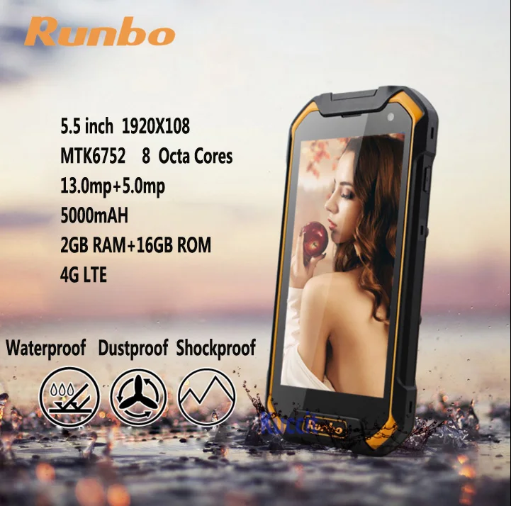 Upgrade original Runbo F1 Waterproof Phone Shockproof MTK6735 Quad Core 3GB RAM Rugged Android 6.0 Smartphone IP67 4G LTE GPS