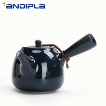 170cc винтажный Японский стиль Ji синяя глазурь золотая линия Боковая ручка чайный горшок фарфор кунг-фу Чайные сервизы фарфоровые чайные кофейник