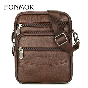 

2019 Genuine Leather Bag Men's Slung Shoulder Bag Head Layer Leather Waist Pack Mobile Phone Bag Pockets Dual-use Bag