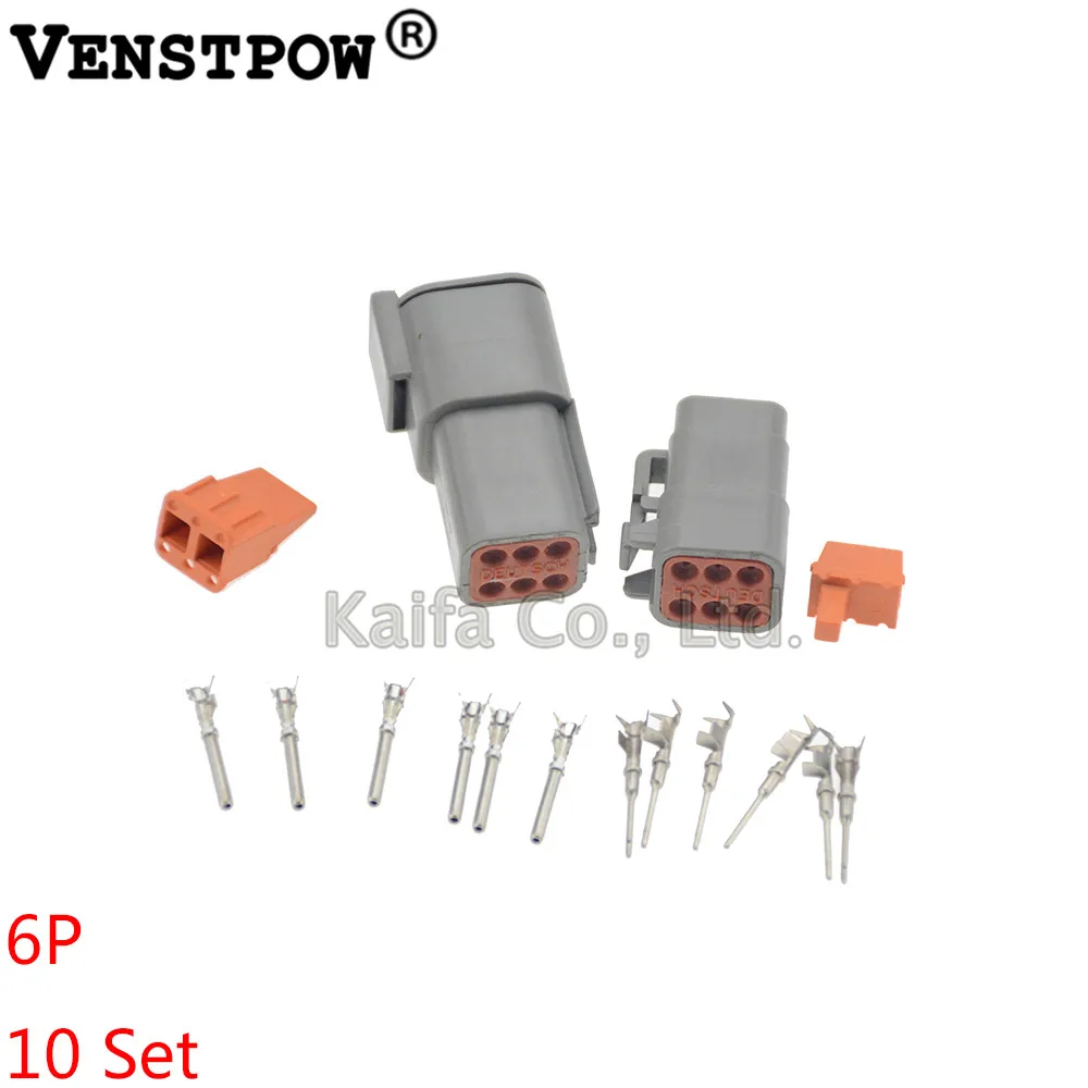 10 Sets Deutsch DTM 6Pin DTM06-6S DTM04-6P 20-24awg Auto Waterproof Electrical Connector Plug Enhanced Seal Shrink Boot Adapter