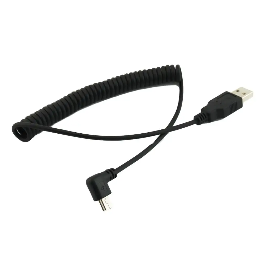 1 шт. USB 2,0 A папа-мини-usb 5-контактный прямоугольный 90 градусов Спиральный Кабель-адаптер 5 футов