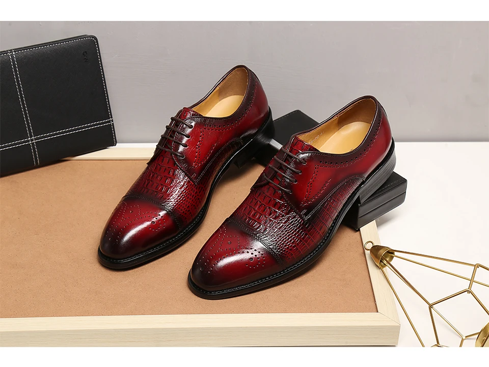KARRUCCI/мужские кожаные туфли ручной работы; современные классические модельные туфли-оксфорды из перфорированной кожи на шнуровке; свадебные модельные туфли в деловом стиле