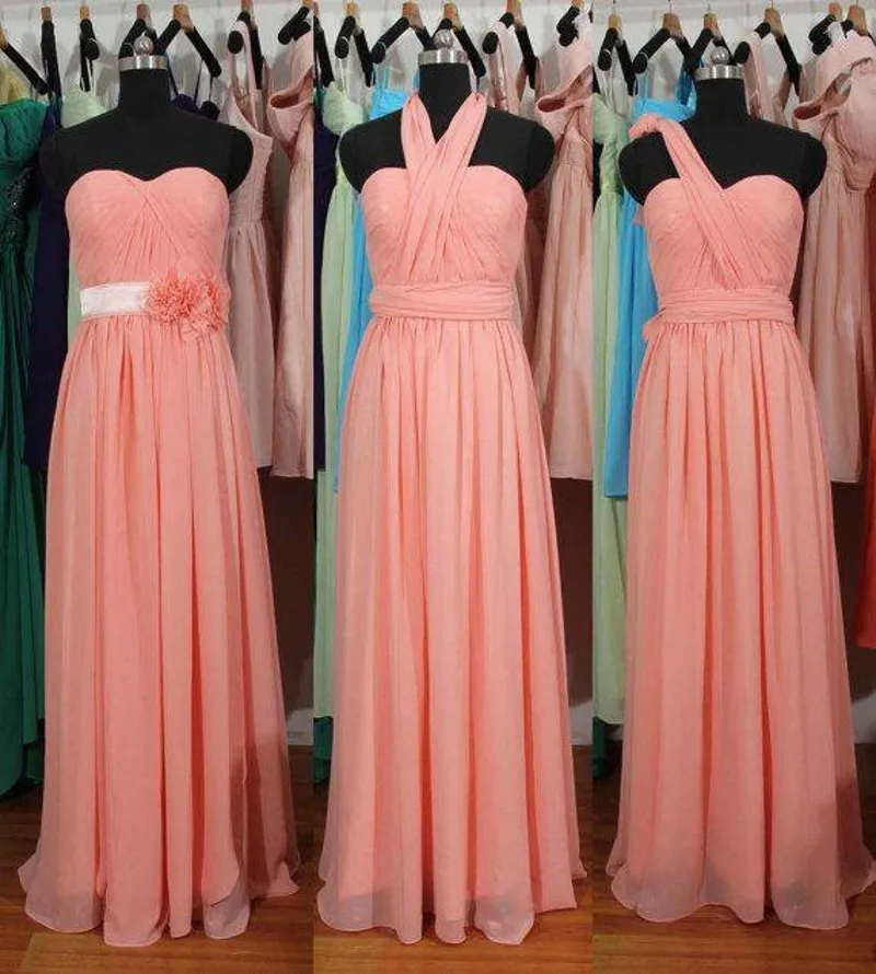 peach and blue bridesmaid dresses