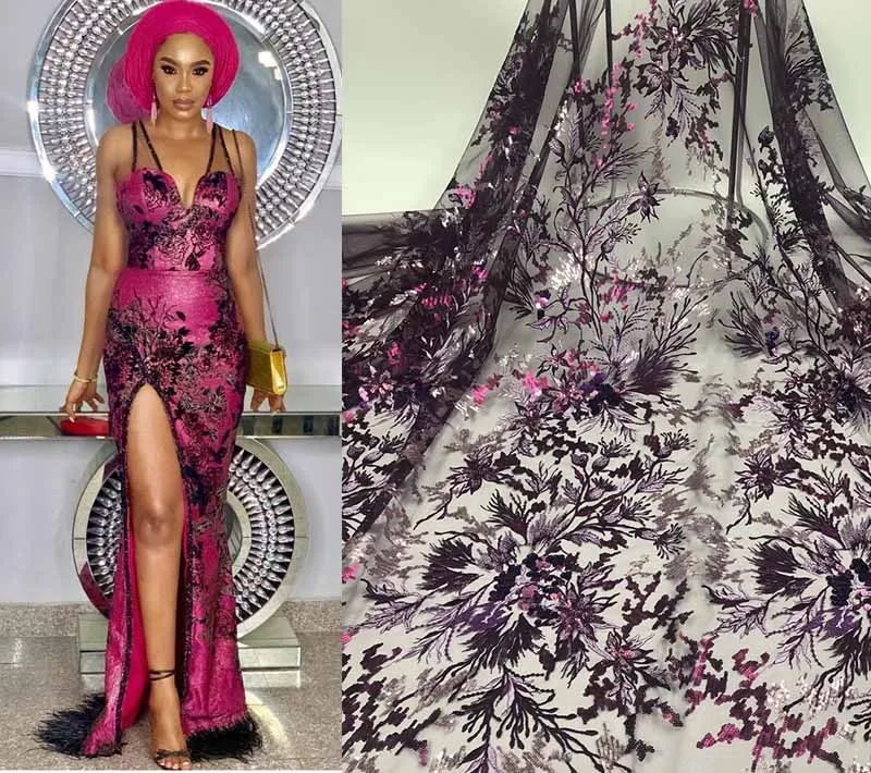 

purple lace fabric tulle lace fabric sequins lace French tulle Lace Fabric For Wedding Embroidery cotton lace fabric JJH73