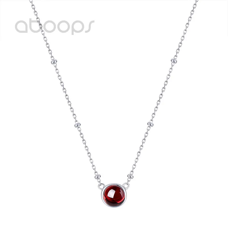 

925 Sterling Silver Natural Red Stone Necklace for Women Girls Free Shipping