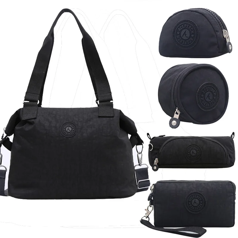 ACEPERCH женские сумки через плечо из водонепроницаемого нейлона, женские сумки через плечо, женские сумки через плечо - Цвет: Black