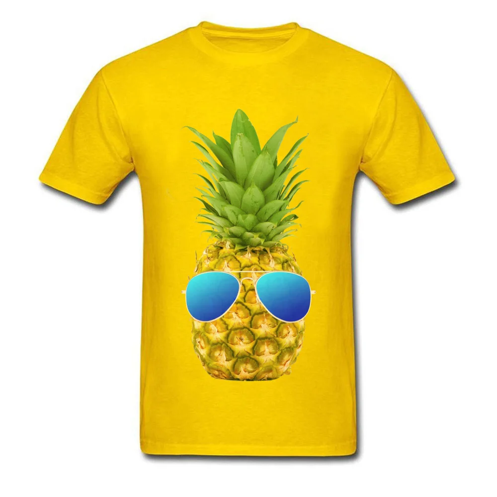 Cool Pineapple Men's 2018 Fashion Funny Tops Shirts Round Neck NEW YEAR DAY Cotton T Shirt Custom Short Sleeve T Shirts Cool Pineapple yellow