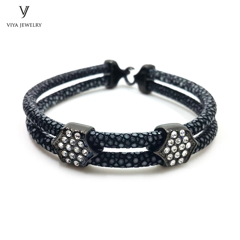 

Black Bracelets For Men's Watch Men Jewelry For Famous Brand Watch With Box Stainless Steel Bracelet Stingray Leather Bracelet
