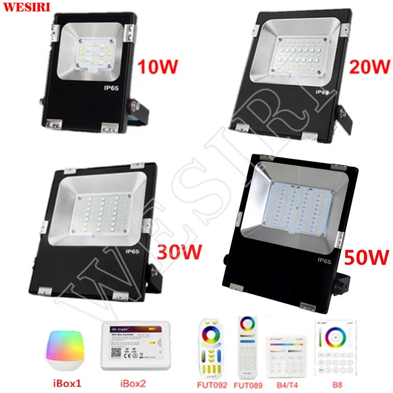 Milight RGB + CCT Светодиодный прожектор AC86 265V 10 Вт 20 30 50 RF пульт дистанционного