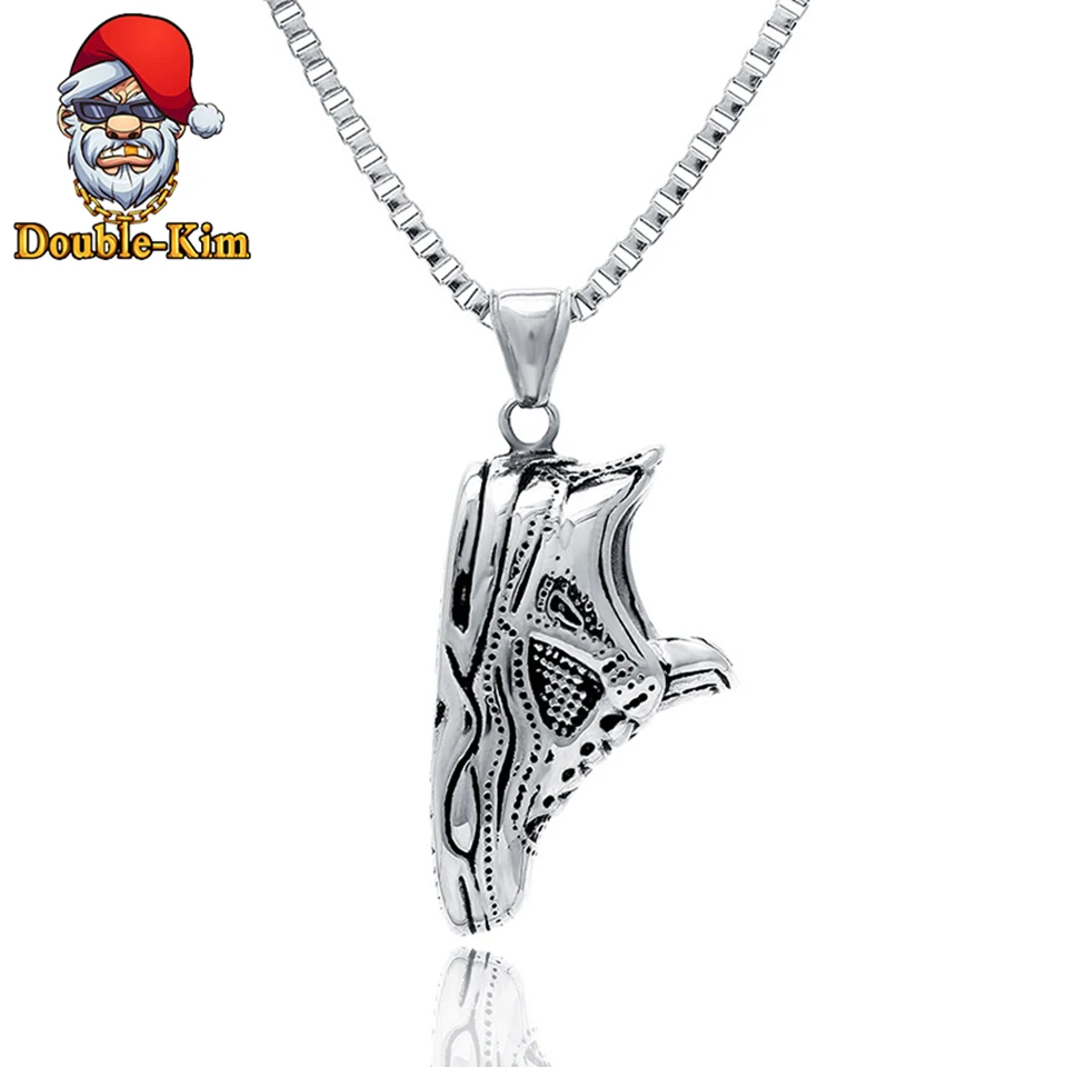 

The AJ Shoes Necklace Men Hip-Hop Rock Street Culture Titanium Stainless Steel Silver Chain Necklace Fashion Man Jewelry