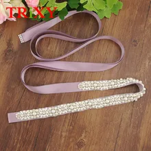 TRiXY S380 свадебное с жемчужными бусинами ремень со стразами атласные свадебные ленты пояса свадебные аксессуары свадебное платье невесты или подружки невесты Ремни