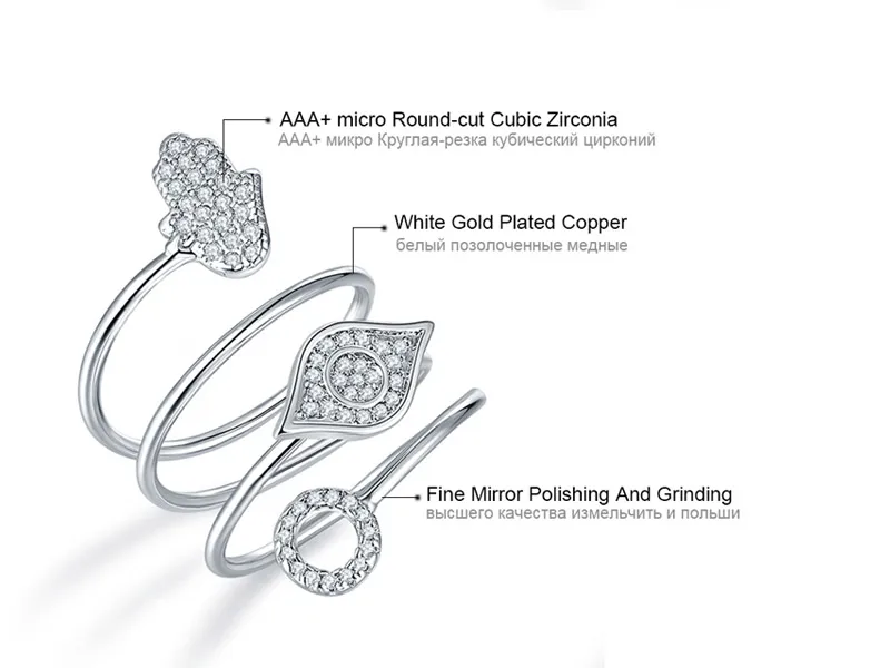 USTAR винтовые крученые кольца для женщин с микро проложенным кубическим цирконием Хамса Фатима рука ладонь глаз кольцо с кристаллами женские anel ювелирные изделия