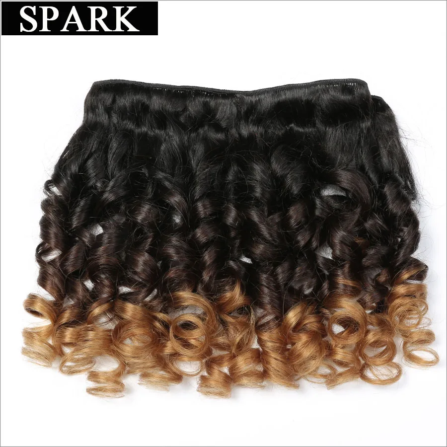 Spark 1B/4/27 эффектом деграде (переход от темного к бразильские Свободные надувной пучки вьющихся волос 3 оттенка, переходящие плавно от темного