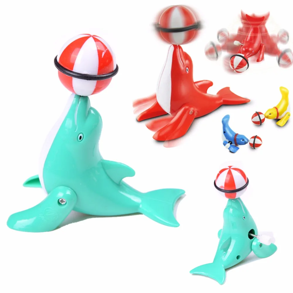 

Mini Funny Dolphin Rotated Ball Colorful Baby Kid Wind Up Clockwork Spring Toy For Newborn Baby Bath Toy Random Color