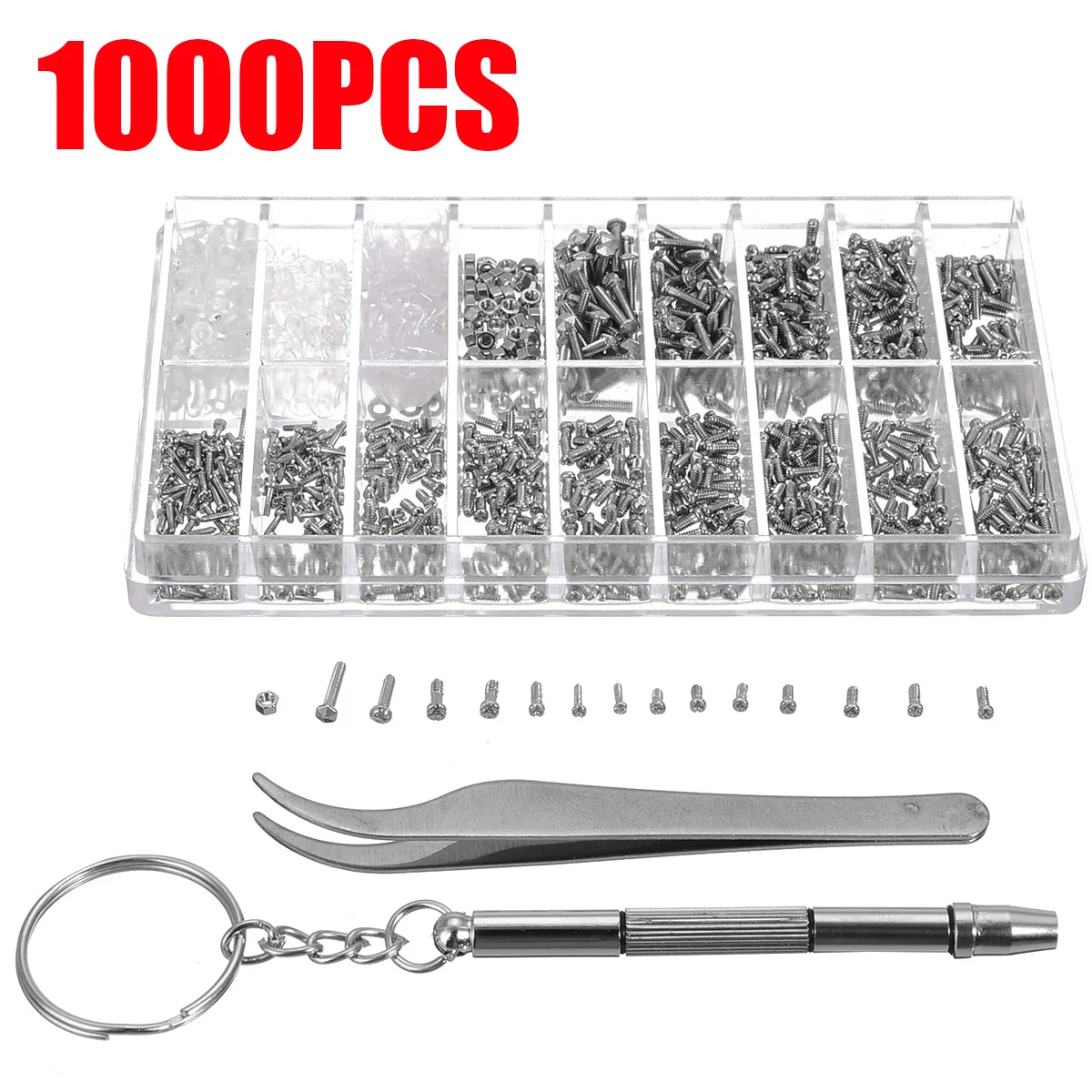 1000pc/set Assorted Screws Screwdriver Set For Sunglasses Eye Glasses High Quality Repair Tools Kits
