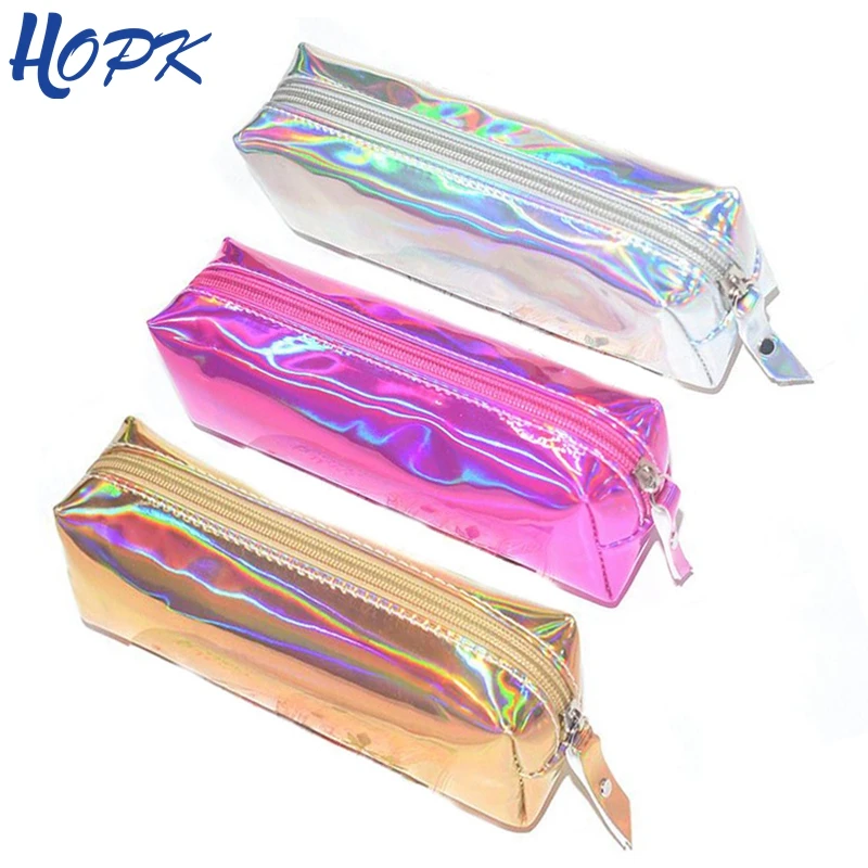 

Holographic Iridescent Laser Pencil Case for Girls School Supplies Stationery Cute Pencilcase Quality PU Pencil Box Pencil Bag