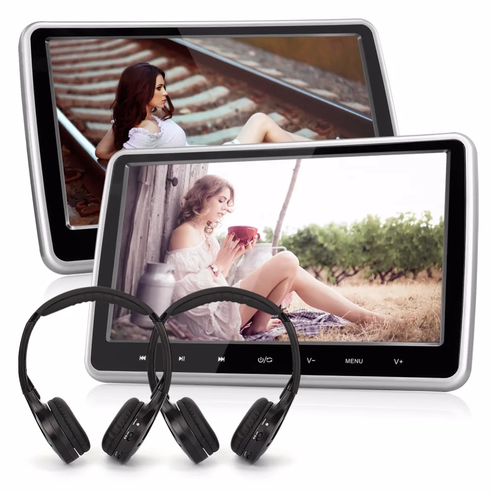 10 1 дюймов 1024*600 Автомобильный подголовник монитор CD DVD плеер HDMI/USB/SD/IR передатчик TFT