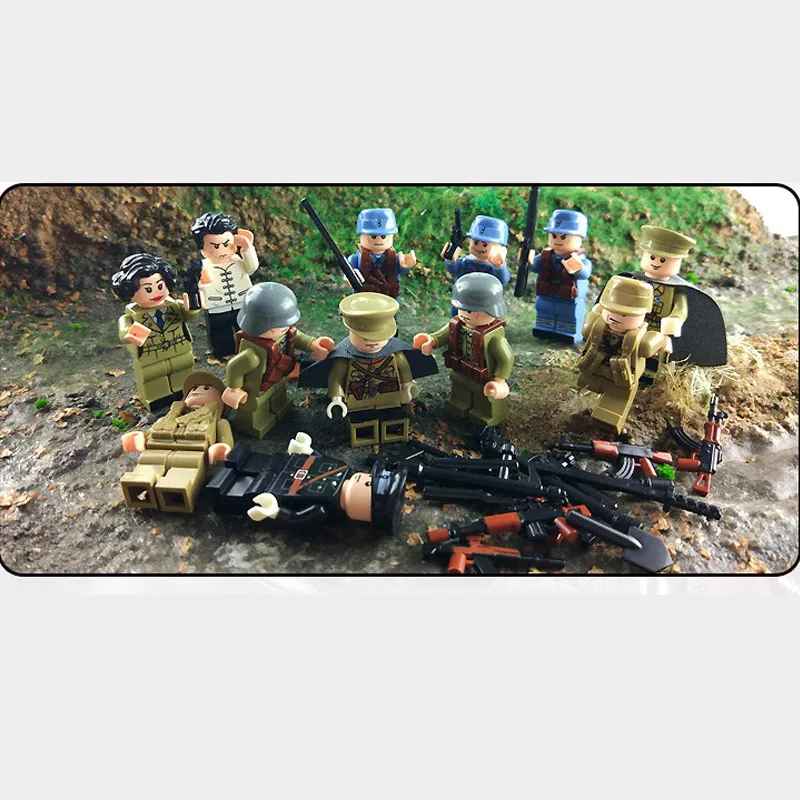 12pcs mini WW2 Army Military Building Blocks Japan China Small Soldier Officer Figure with Weapons Bricks Toys Collection gift