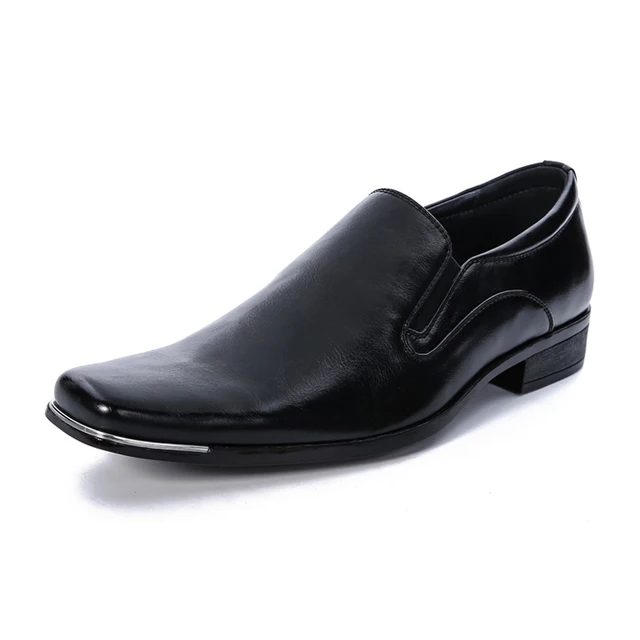 Men Business Shoes Fall Newest Men Square Toe Slip on Brown/Black Dress
