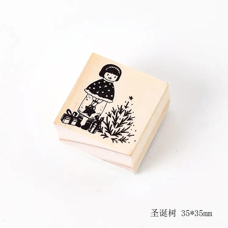 Винтажный милый снеговик девочка украшение штамп деревянные и резиновые штампы для дневник писем Ремесло Скрапбукинг Канцтовары Стандартный штамп - Цвет: 3