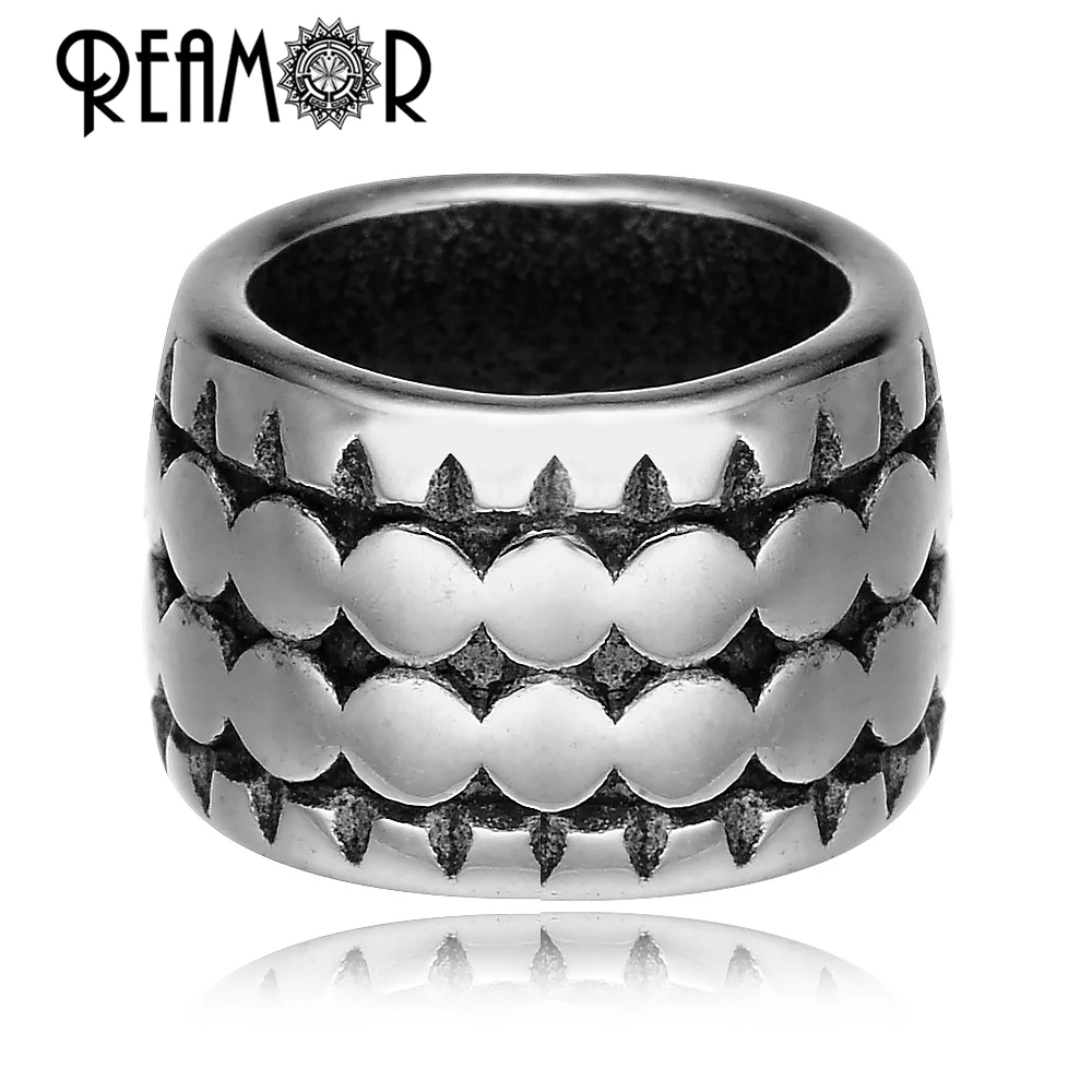 

REAMOR Fashion 8mm 316L Stainless steel Tibetan Big Hole Beads Charm Metal Spacer Beads for Jewelry Making Accessories Wholesale